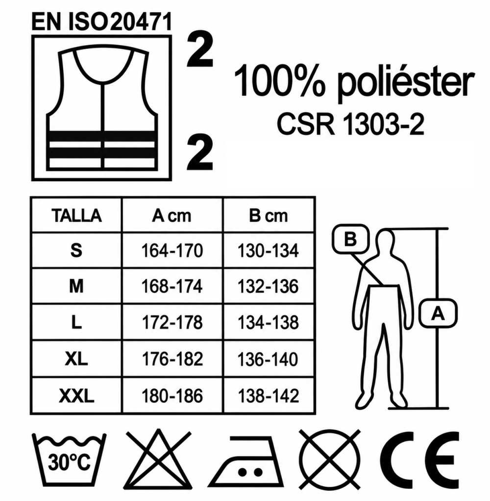 Chaleco Homologado DGT ISO 20471 Reflectante Talla XL
