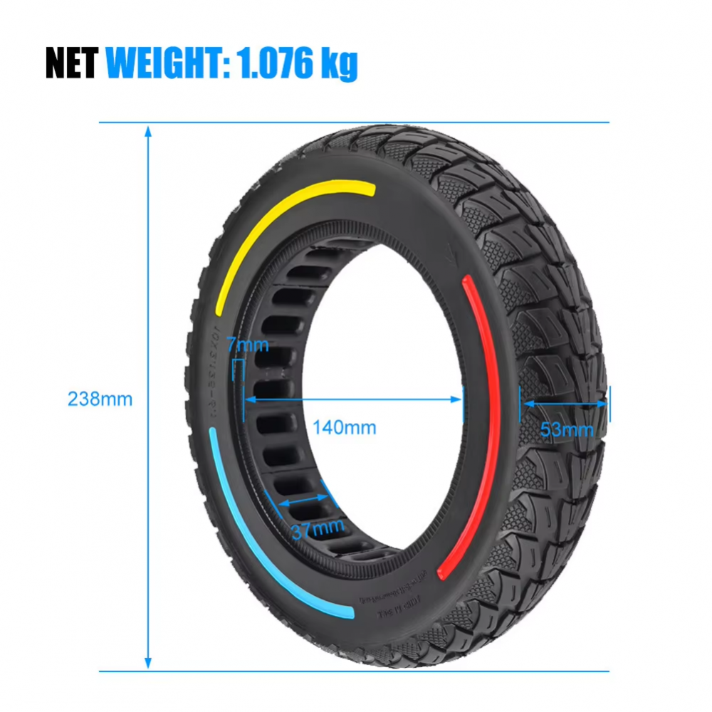 Neumático 10x2.125-6.1 sólido macizo compatible con Xiaomi M365 PRO PRO2 1S Scooter eléctrico