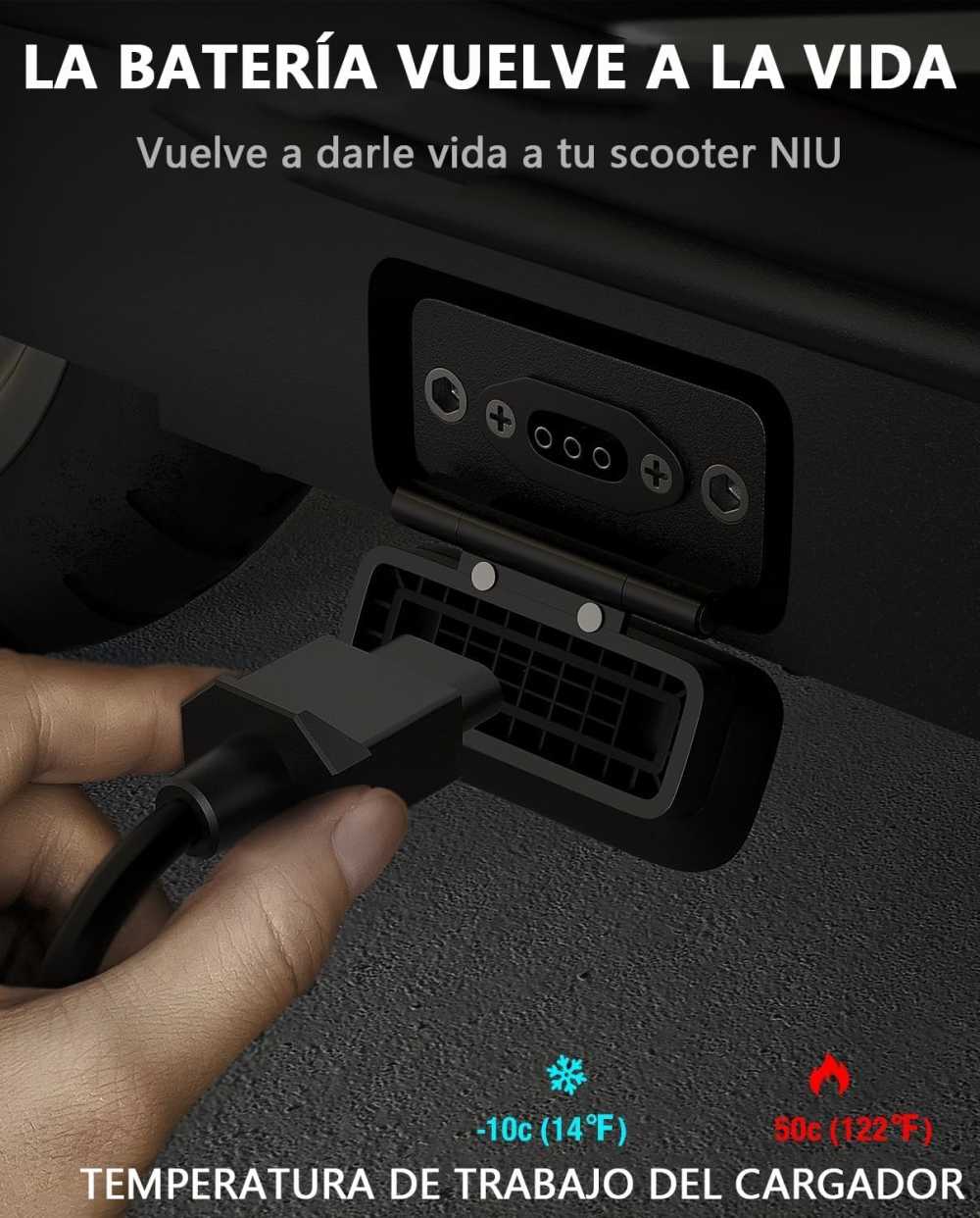 Cargador 53.5V-2A Compatible con NIU KQi3/KQi3 Pro/KQi3 Max/KQi2/KQi2 Pro/KQi 1/KQi 1 Pro/KQi Air/KQi Air X