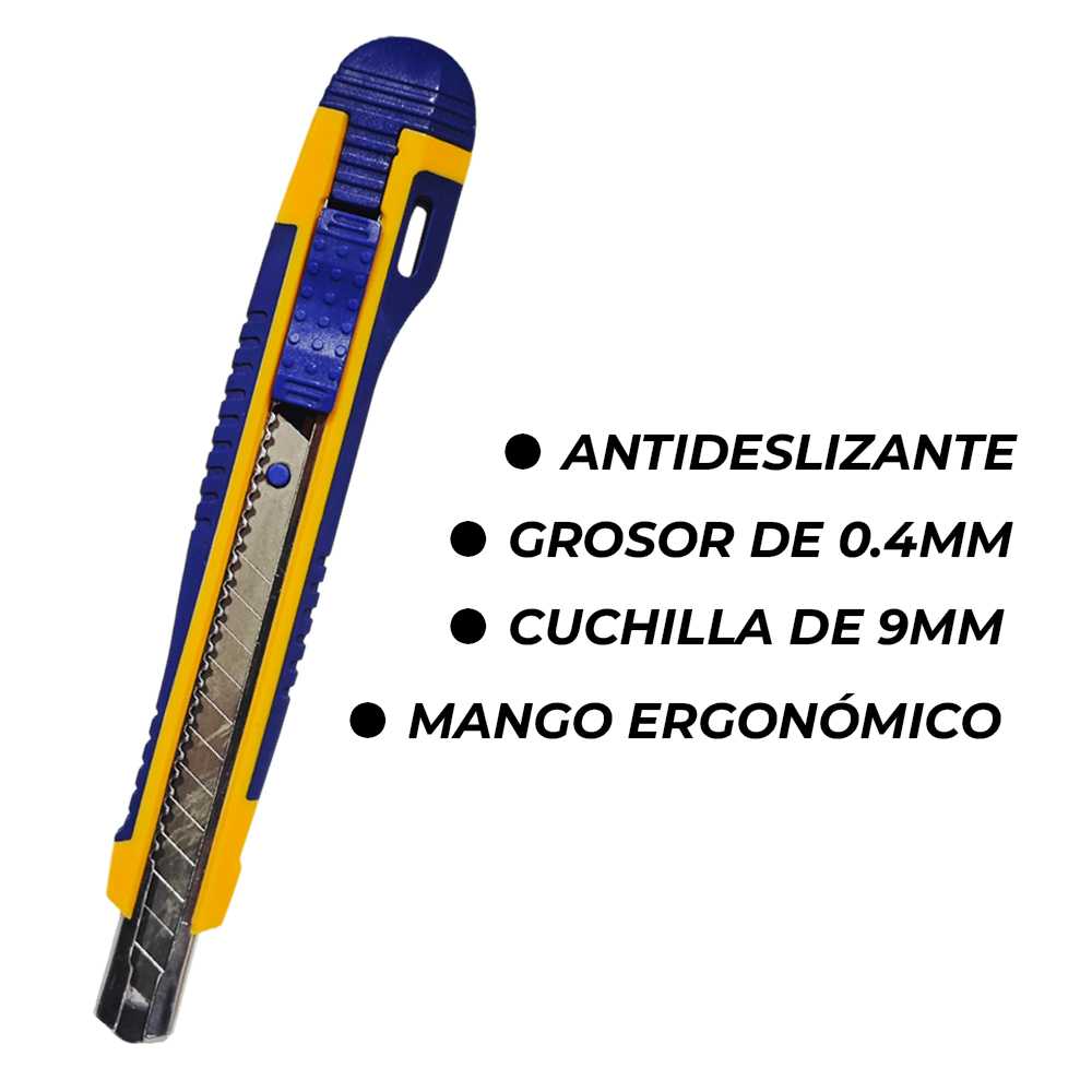 Cutter Antideslizante 9MM con sistema de autobloqueo automático