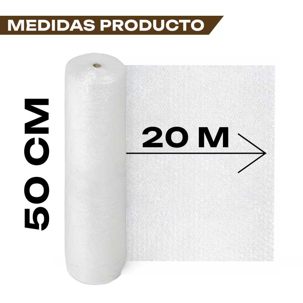 Rollo Burbuja Embalaje de Plástico 50cm Ancho y 20m longitud