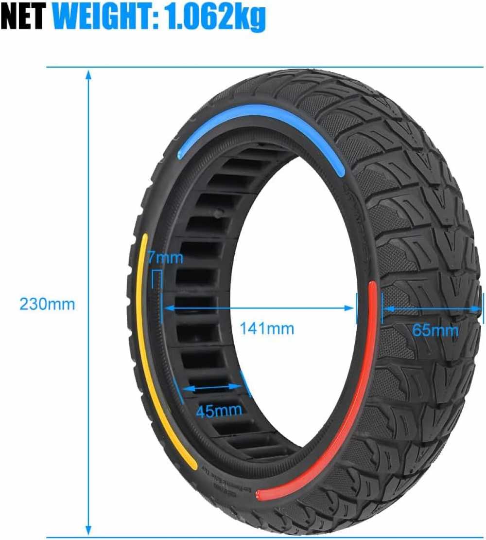Neumático 9,5 x 2,5 – 6,1 (45mm) sólido macizo para NIU KQi3 Sport/Pro/Max Scooter eléctrico