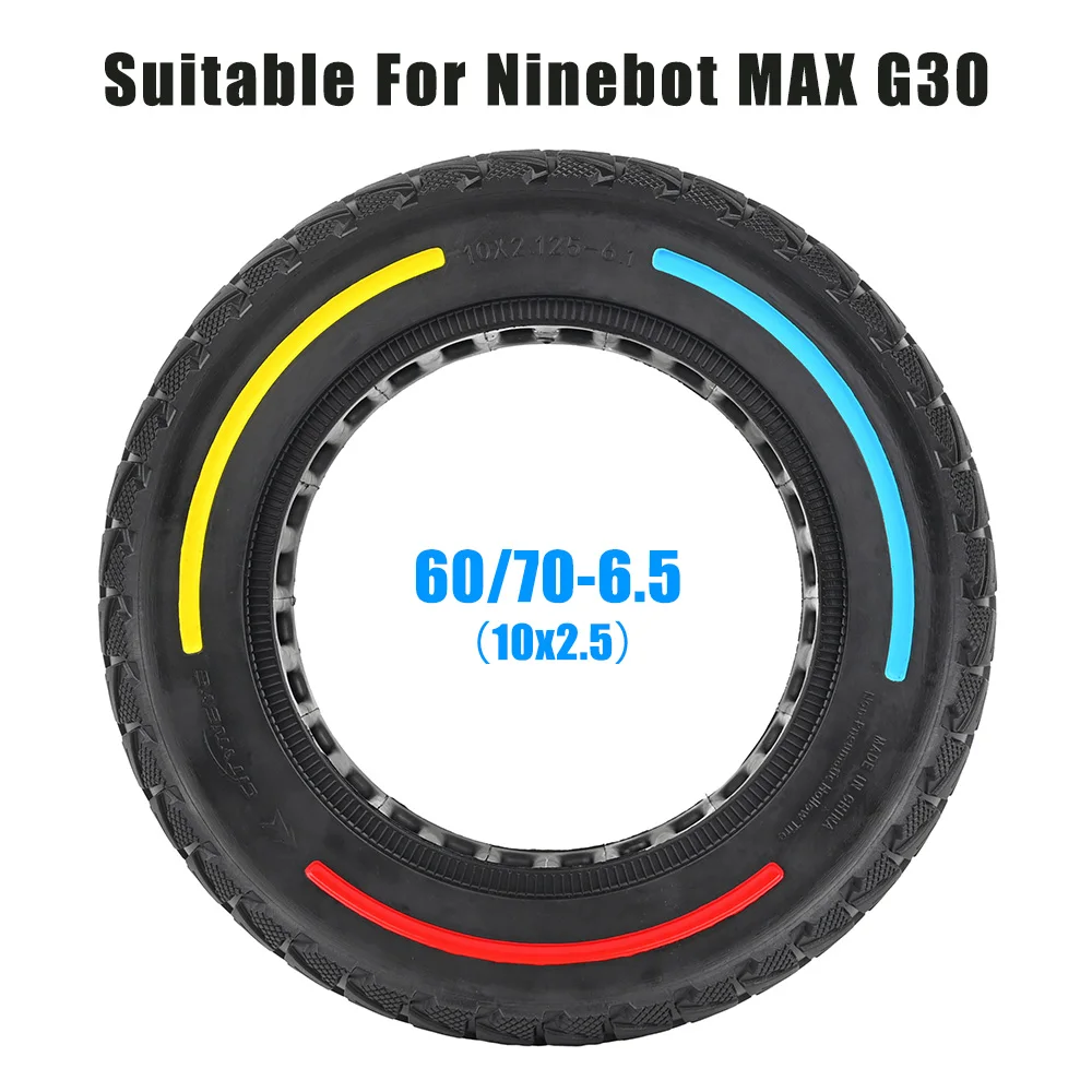 Neumático 10x2.5 - 60/70-6,5 (45mm) sólido macizo compatible con Ninebot Max G30  Scooter eléctrico