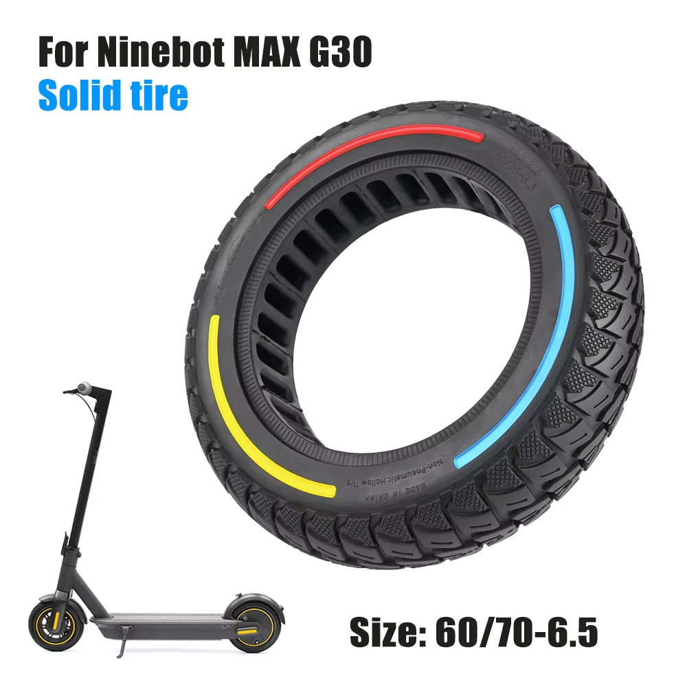 Neumático 10x2.5 - 60/70-6,5 (45mm) sólido macizo compatible con Ninebot Max G30  Scooter eléctrico