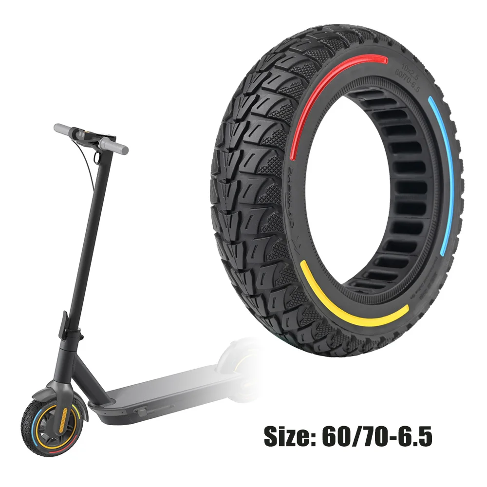Neumático 10x2.5 - 60/70-6,5 (45mm) sólido macizo compatible con Ninebot Max G30  Scooter eléctrico